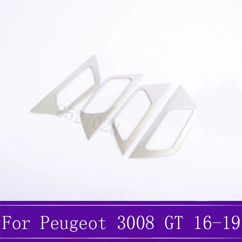 Подходит для peugeot 3008 GT- нержавеющая хромированная, для внутренней дверной ручки чаши внутри дверная ручка Рамка протектор отделкой автомобильные аксессуары - Цвет: Серебристый