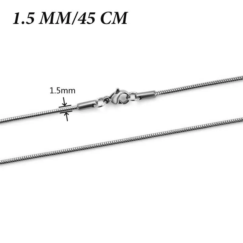 1.5 mm 45 cm Серебряный Нержавеющая сталь ожерелье в форме цепочки для Для женщин Для мужчин колье-чокер с застежка-краб, сделай сам, изготовление, поиск ювелирных изделий подарка 40/45/50 см - Окраска металла: 1.5 mm 45 cm