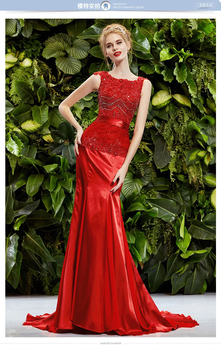 

robe de soiree vestidos de novia party prom gown beading appliques 2018 red long evening Formal gown Mother of the Bride Dresses