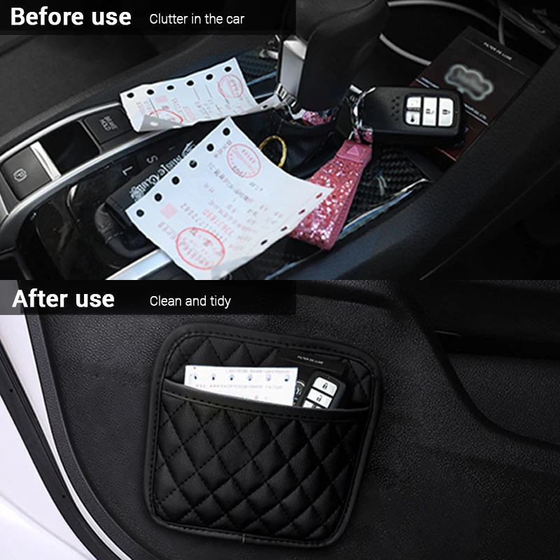 PU Leather Car Storage Pocket Organizer for Small Stuff