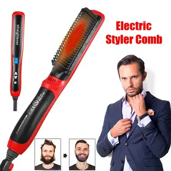 

Hair Straightener Multifunctional Beard Styler Brush Heat Hair Ceramic Curler Electric Straightener Hot Comb Hair Care Machine