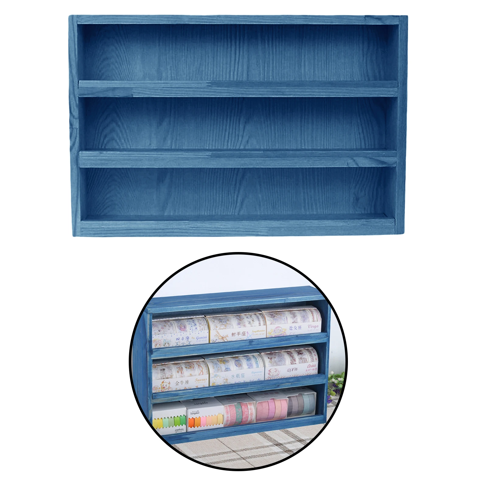 3 Ties Desktop Storage Rack Mini Tabletop Bookcase File Holder Making Tape Storage Display Shelf Doll Collection Case