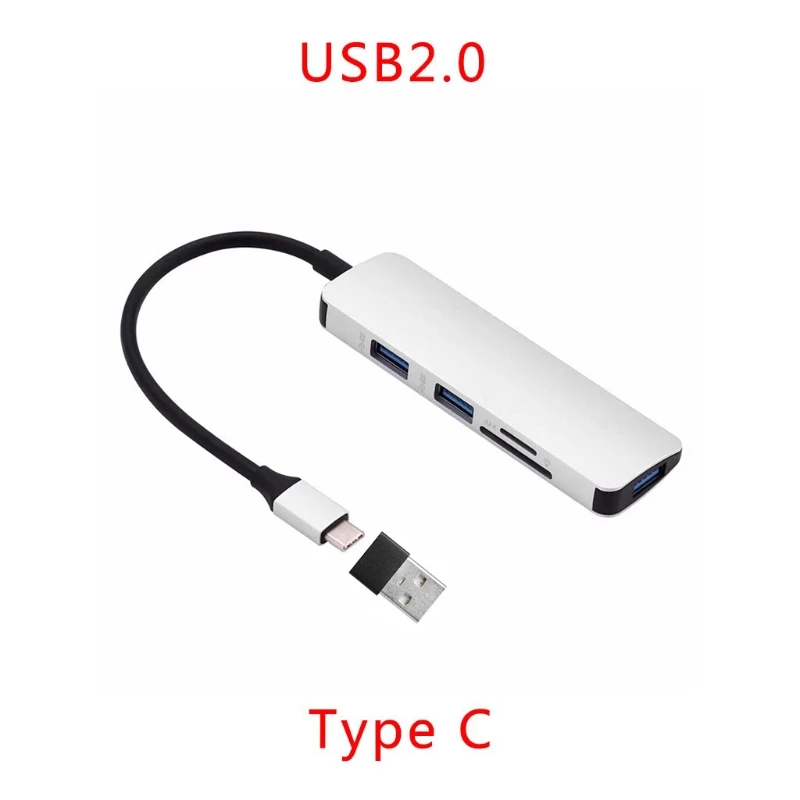 

USB+Type C 5in1 Hub Adapter 3 USB 3.0 SD/TF Card Reader for macbook PC S9 E8BA