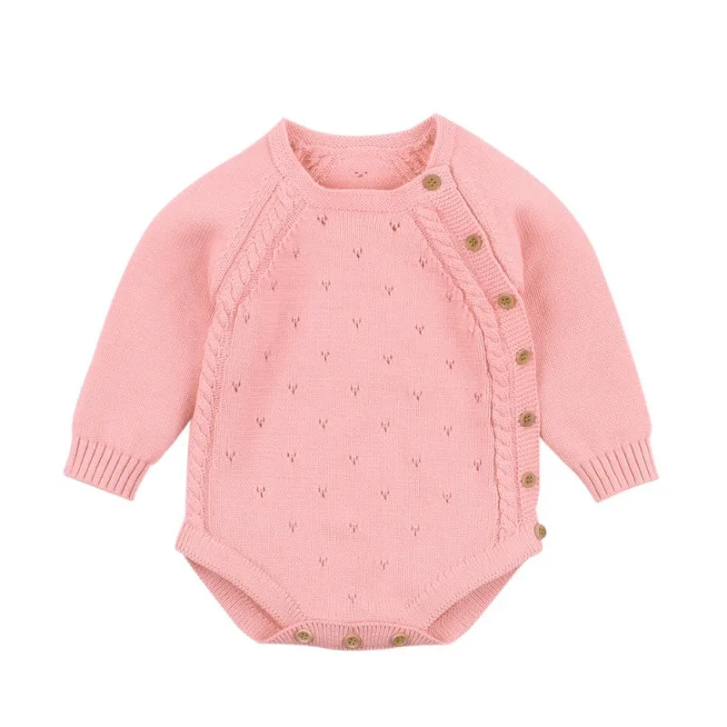 

2019 New Autumn Infant Baby Long Sleeve Solid Print Rompers Kids Girls Boys Knitted Bodysuit Jumpsuit Newborn Clothes