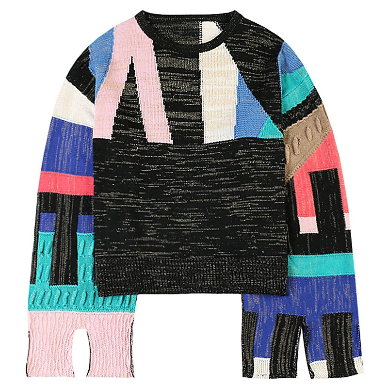 

Shuchan Women Sweater and Pullovers 2019 Women Designer Clothing for Fall High Street Fashion O-Neck Pullovers Computer Knitted