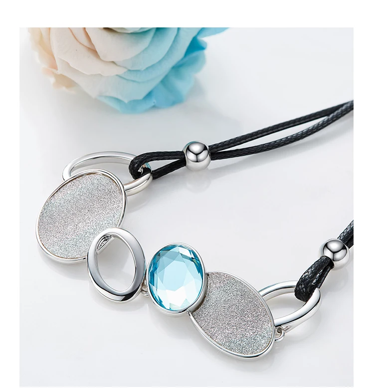 Cdyle Boho ювелирное геометрическое массивное ожерелье с кристаллом от Swarovski воротник Mujer классическое короткое ожерелье с кожаной веревкой