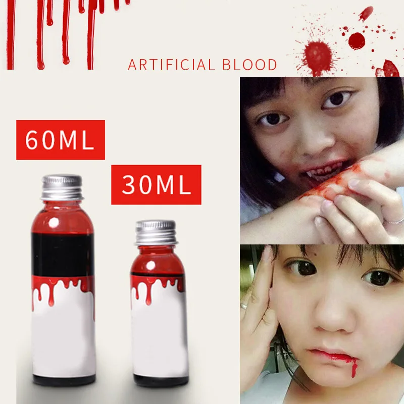 

Fake Blood Halloween Body Makeup Face Paint Wounds Scars Fake Tattoos Blood Crust Artificial Blood Simulation Human Vampire LG66