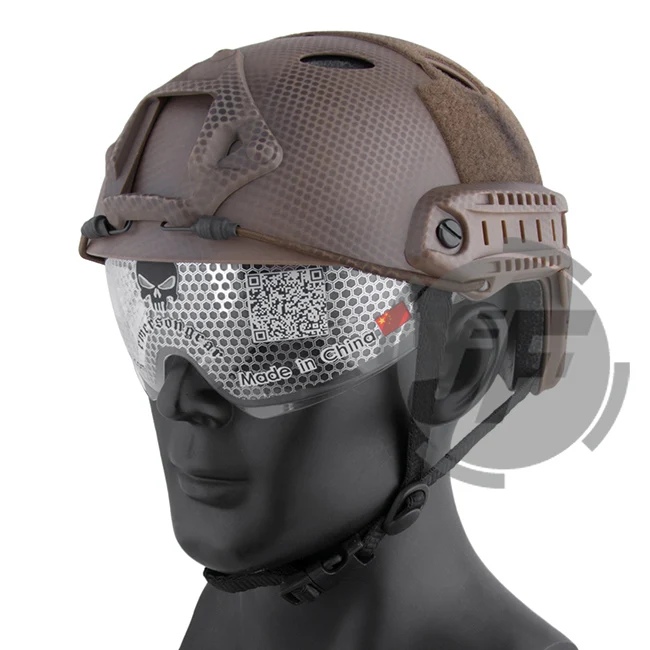 Emerson PJ Тип Быстрый Шлем EmersonGear тактическая стрельба Охота Bump прыжок шлем Goggle w/флип-вниз козырек+ NVG кожух - Цвет: NS