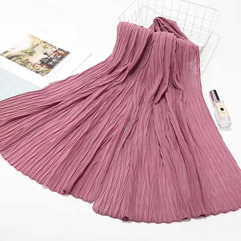 Style07 MoneRffi мода сплошной цвет черный красный жатый шифон хиджаб шарф для женщин узор мусульманская голова хиджаб Дамская шаль - Цвет: Style07