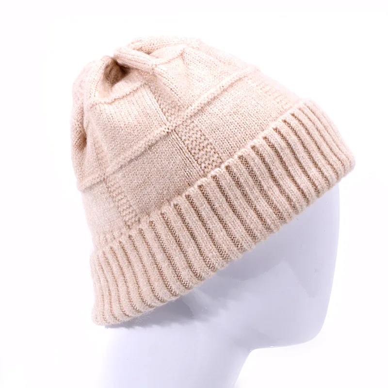 Зимние вязаные шапки Skullies женские модные однотонные мужские уличные Вязаная Шерстяная Толстая шапка в стиле хип-хоп Осенняя ветронепроницаемая шапка - Цвет: A