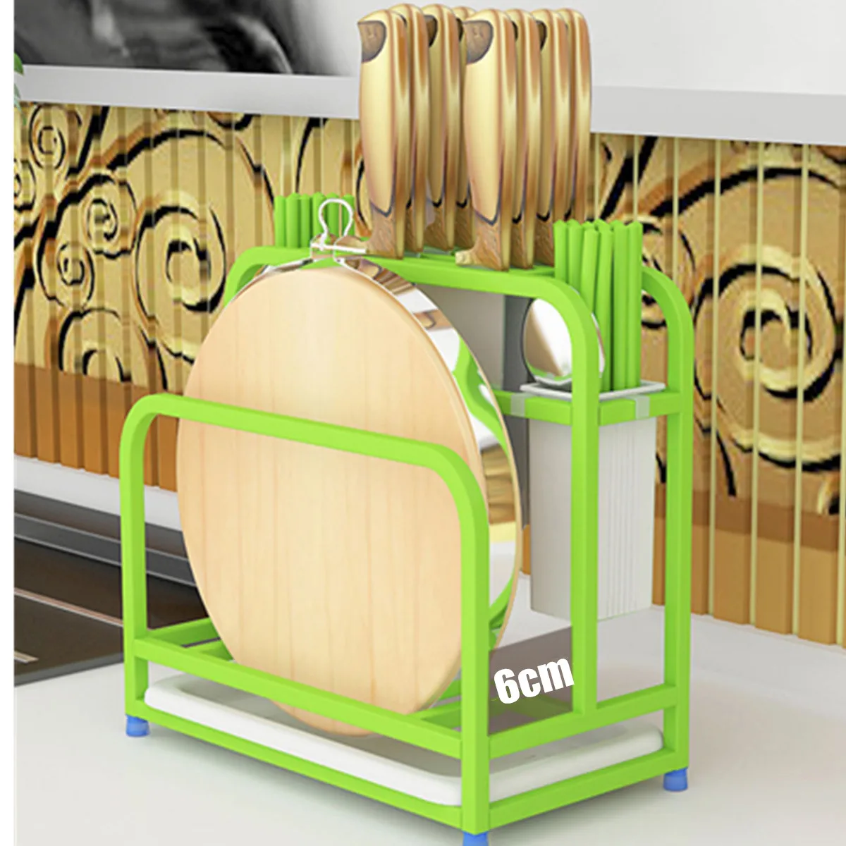 

201 Stainless Steel Kitchen Storage Holder Floor Type Kitchen Shelf Rack Pot Lid Cutting Board Holder Knife Tableware Organizer