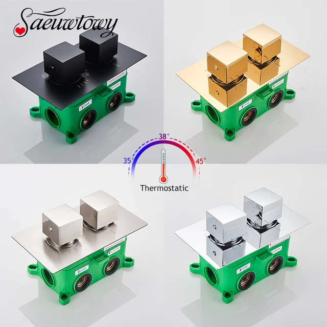 Brass ThermostaticปกปิดShower Mixerควบคุมวาล์วDual Handle Thermostatic Showerควบคุมวาล์วฝักบัววาล์ว2 & 3 1