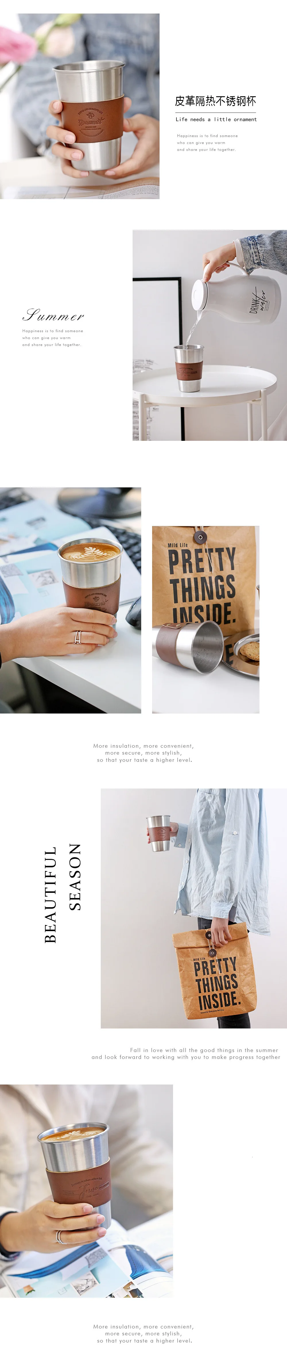 Soffe New Style Food Grade Stainless Steel Coffee Mug Cup Suitable For Office Home Anti-scalding Portable Travel Water Bottle