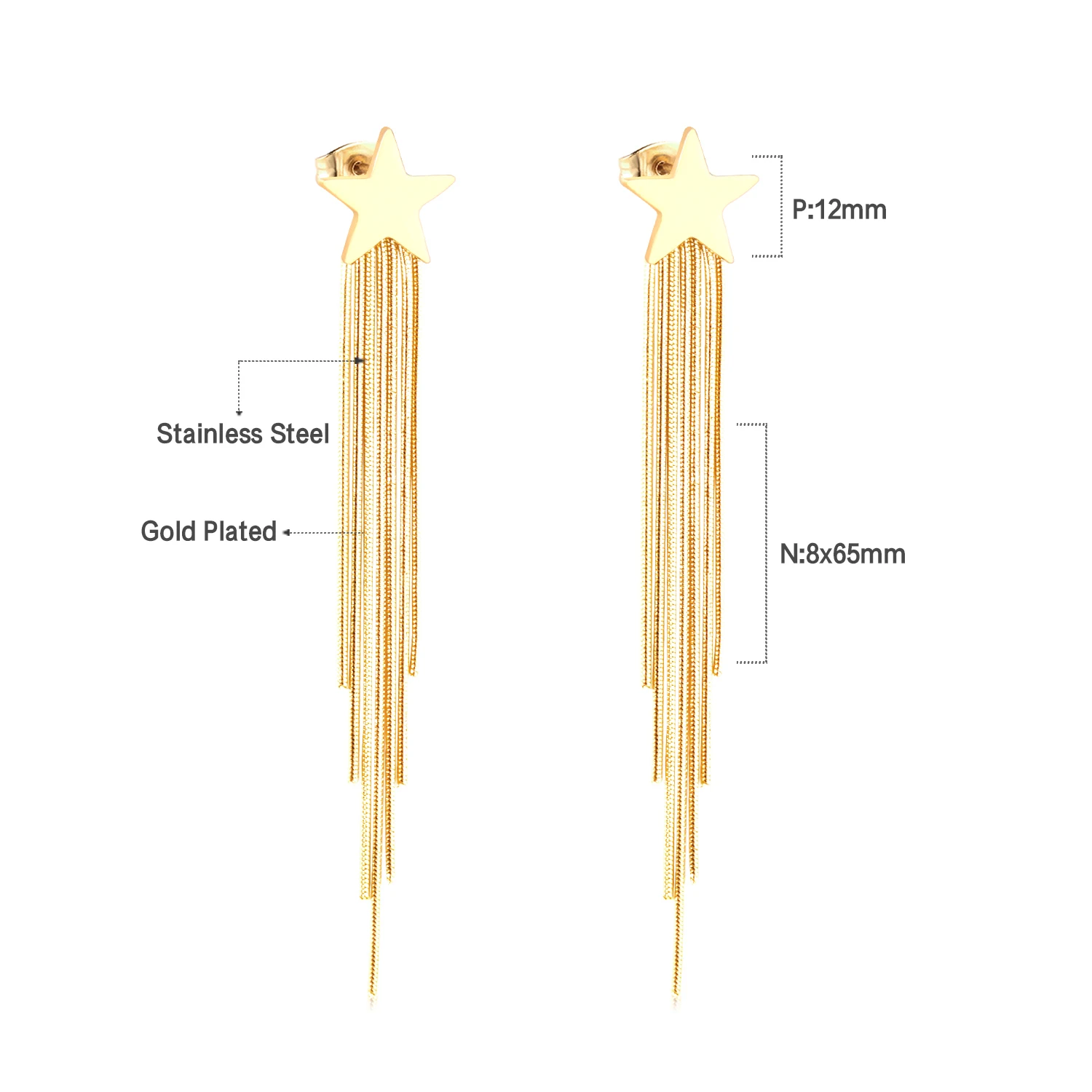 A pair of gold-plated Star Drop Earrings For Women.