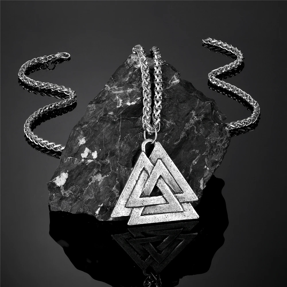 Collana Vichinga Uomo Con Ciondolo Lupo Valknut E Rune, In Acciaio Inossidabile, Amuleto Di Protezione, Catena 61cm - 5