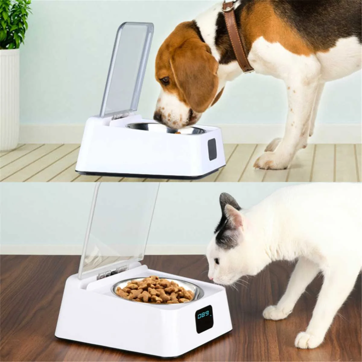 

Infrared Sensor Pet Feeder Dispenser Dogs Cat Food Rechargable With Moisture-proof Cover Pet Feeder Smart Dish Automatic
