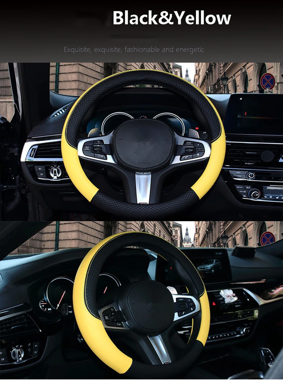 Спортивный кожаный чехол рулевого колеса автомобиля для Infiniti Acura DS Lincoln Tesla Jac JEEP автомобильные аксессуары для 37 см-38 см