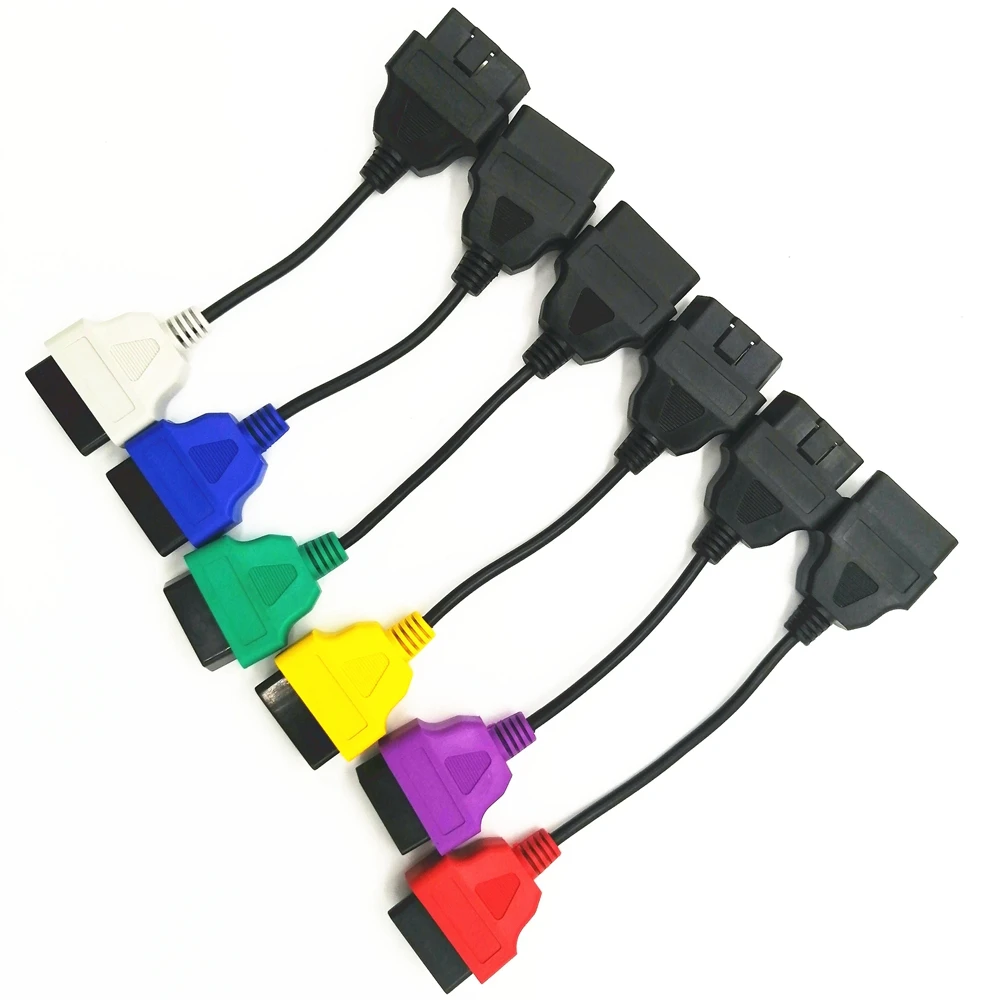 6pcs/lot 6 Color Car Diagnostic Cables for FIAT for LANCIA Diagnostic Tool for Fiat ECU Scan Multiecuscan OBD2 Connector Adapter