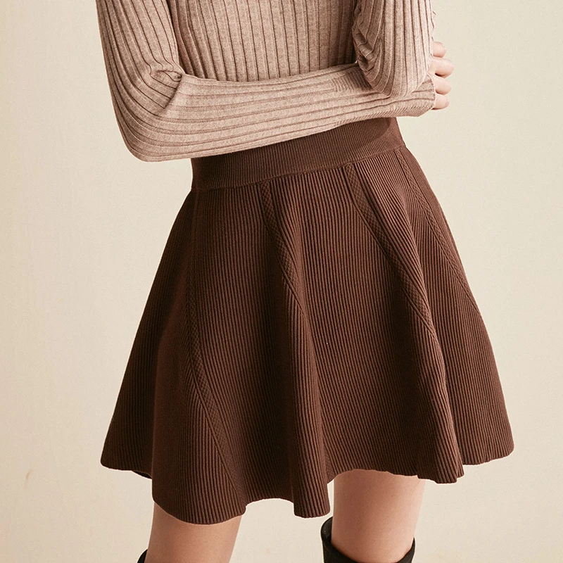 CMAZ Autumn Winter Solid Pleated skirt Mini Skirt Women Fashion High Waist Mini Skirt CMAZ19C7409