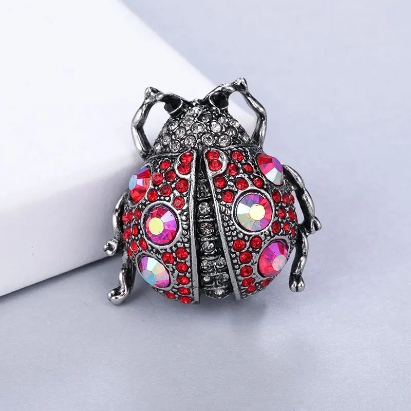 Кристаллическая брошь с божьей коровкой MAIKALE 2019 Стразы Броши насекомыми для