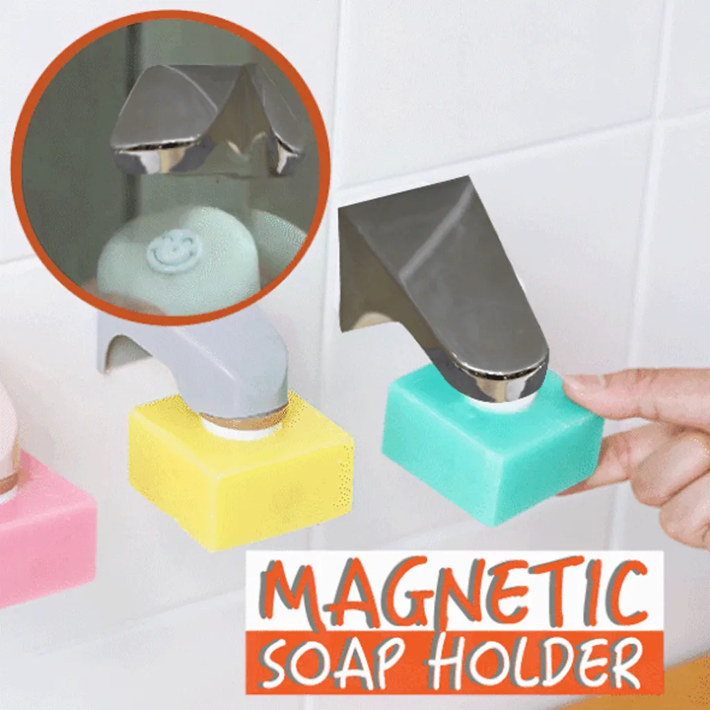 Magnetic Soap Holder Strong Suction Cup Rack Plate Box Steel Soap Box Tray Bathroom Soap Dish Storage Boxes