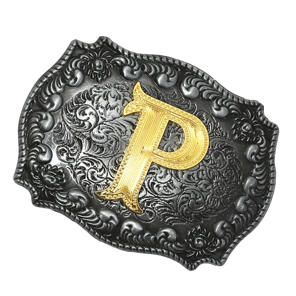 P Мужская Ковбойская Техасская Пряжка для ремней rodeo, подарки, ювелирные изделия, оригинальные буквы, A-Z, новинка, мужской ремень с пряжкой - Цвет: P