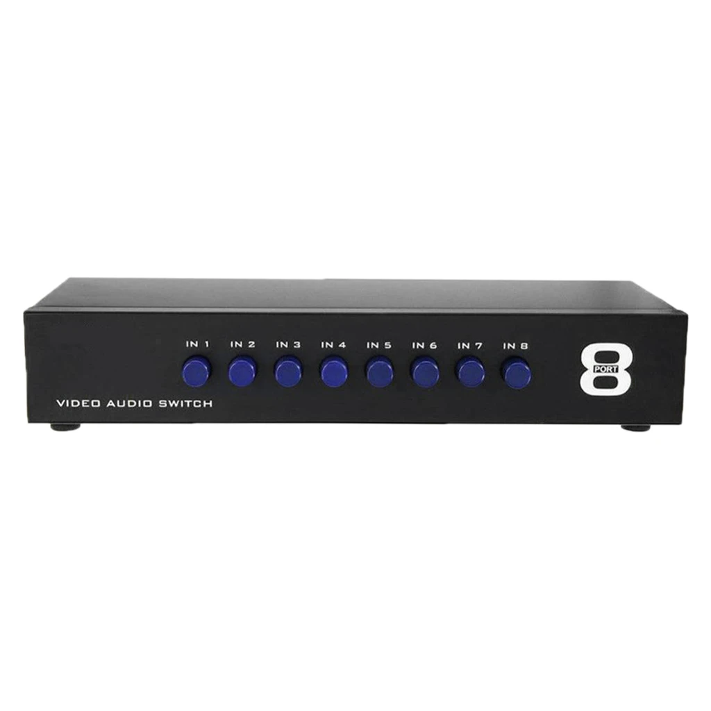 8 портов AV коммутатор 3 RCA сплиттер адаптер 8 вход 1 выход L/R аудио видео Переключатель Селектор коробка, кнопка ручные переключатели