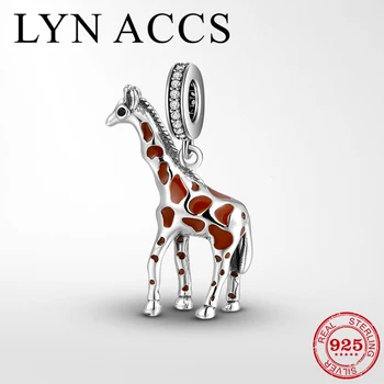 

925 Sterling Silver Forest Animal Giraffe Pendant Charms fits Original Silver 925 CZ Beaded Bracelet DIY Jewelry Making