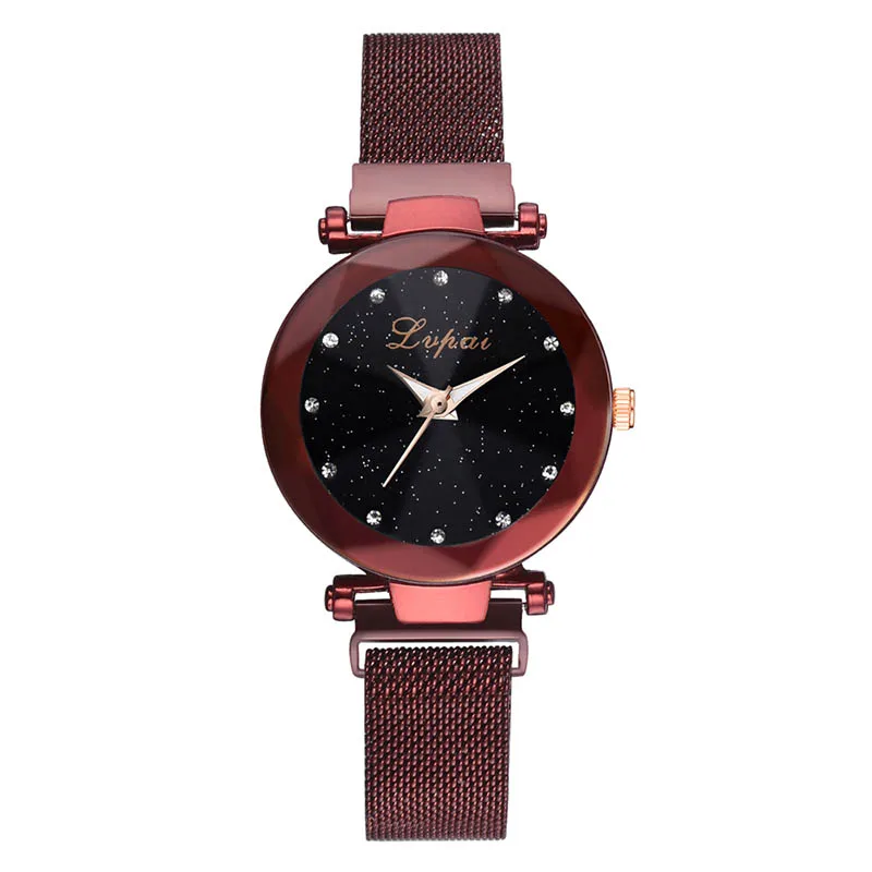 

Hot Women Starry Sky Masonry Watch Lady Mesh Magnet Strap Buckle Luxury Watch IE998