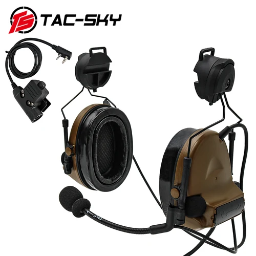 TAC-SKY COMTAC II 헬멧 홀더 실리콘 귀마개 소음 감소 픽업 전술 헤드셋 및 워키 토키 PTT 어댑터 U94PTT 4
