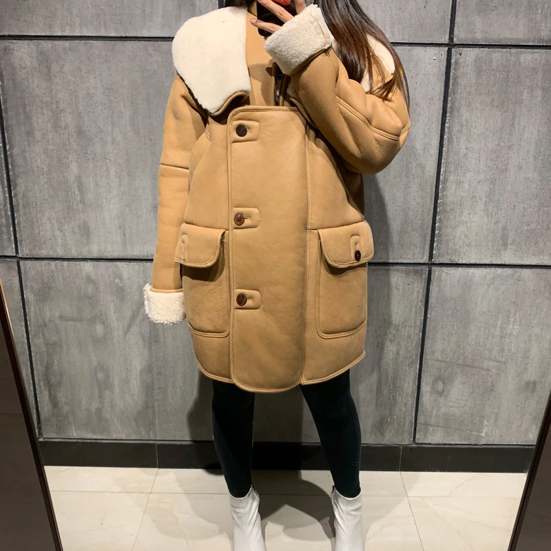 Женское пальто из овчины, длинное женское замшевое пальто с капюшоном из натуральной кожи