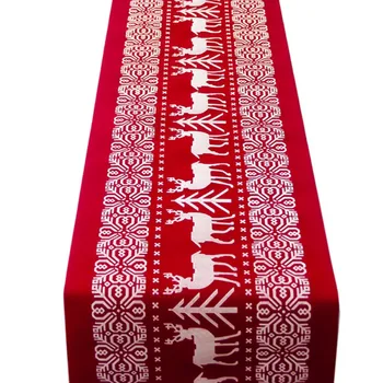 

Christmas Table Runners Tablecloth Xmas Elk New Year Party Dinner Table Decoration for home Table Cover Party Supplies Christmas