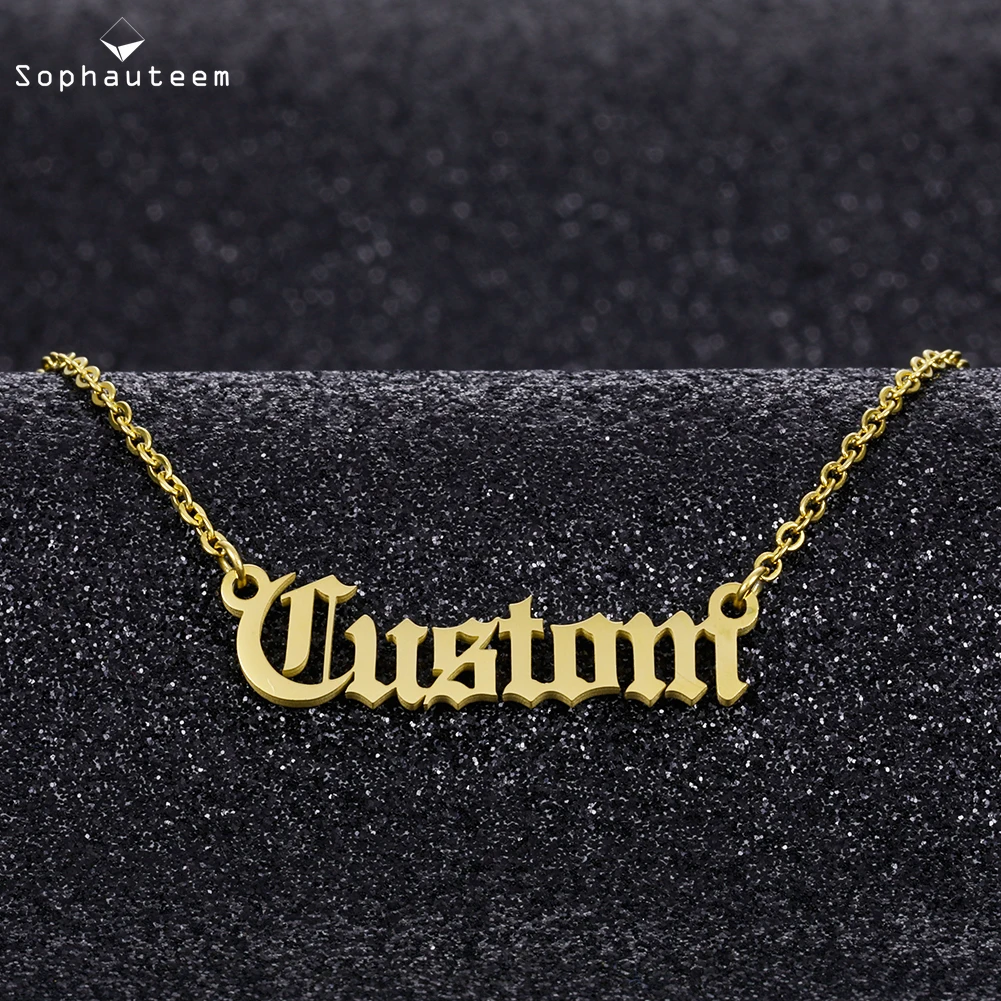 

Custom Stainless Steel Name Necklace Gold Chains Arab Jewerly Necklaces for Women Birthday Gift with Birthstone letter pendant