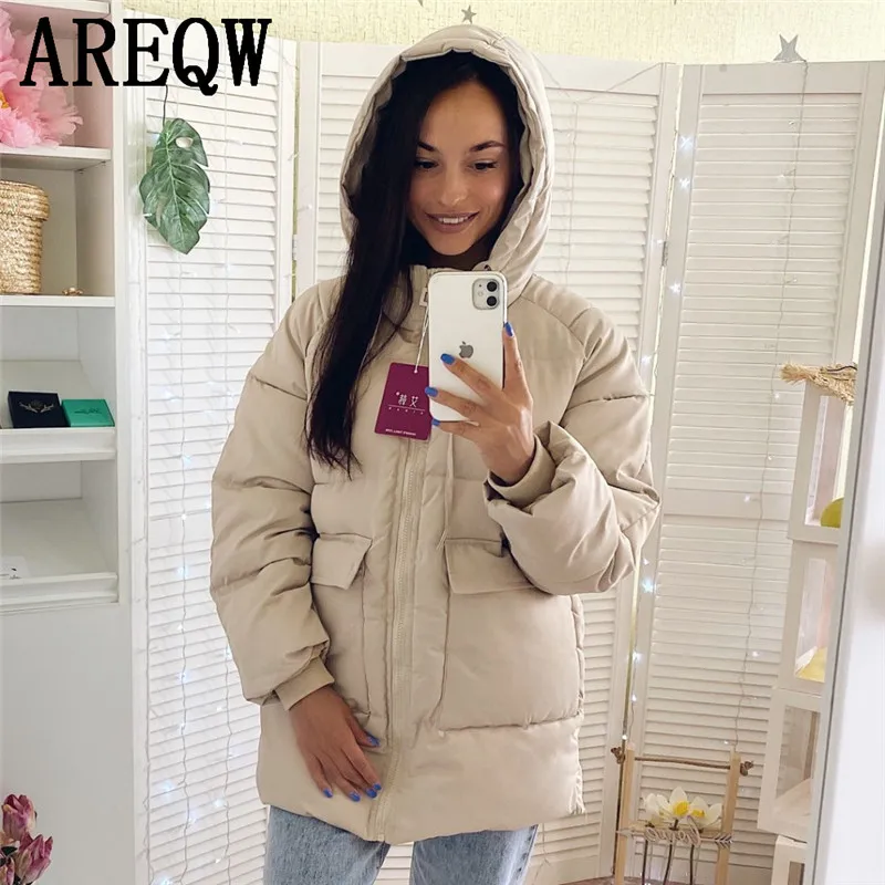 2020 Autumn Winter Cotton Parkas Oversized Coats and Jackets Womens Outerwear Hooded Puffer Jacket long puffer jacket