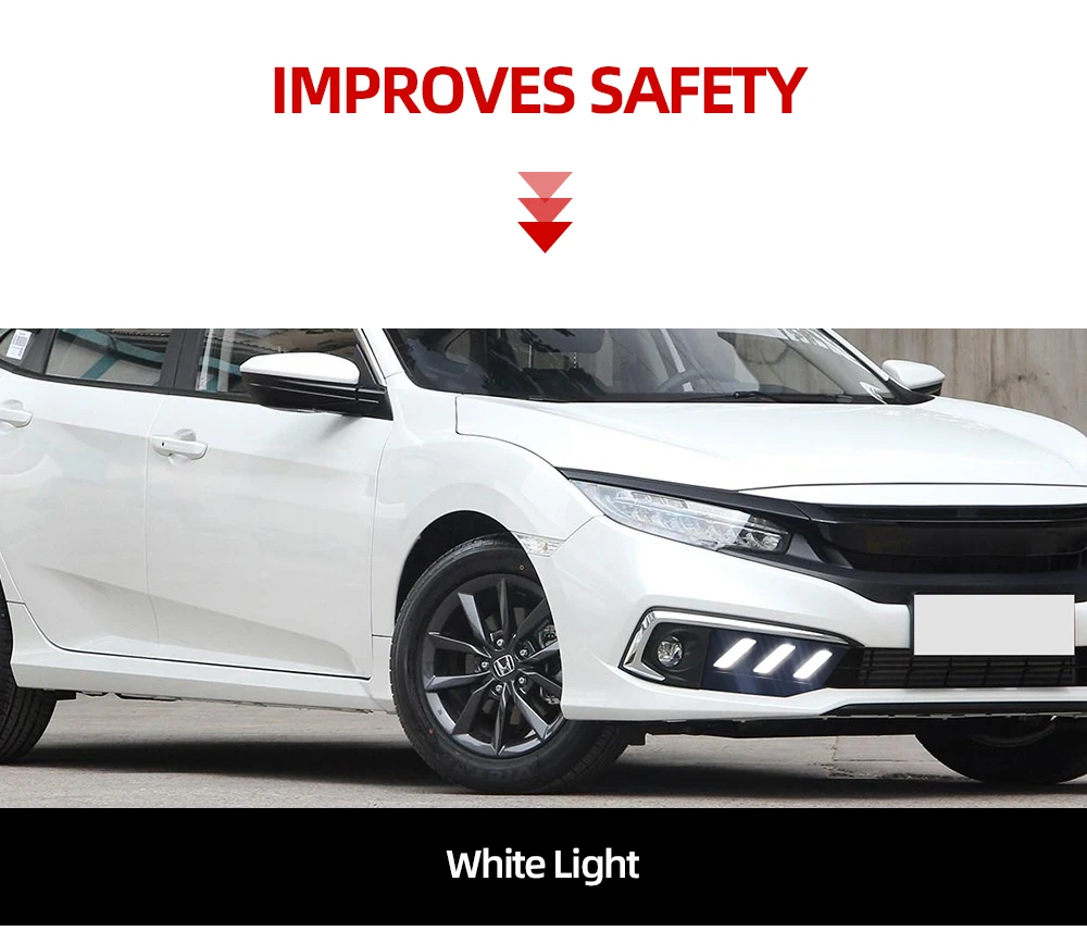 Автомобильный мигающий 2 шт. светодиодный DRL для Honda Civic sedan с движущимся сигналом светодиодный противотуманный фонарь крышка дневной ходовой светильник