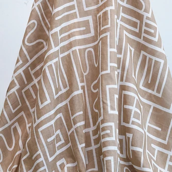 

138CM Wide 55G/M Geometry Print Thin Silk Cotton Fabric for Summer Suit Dress Jacket C056