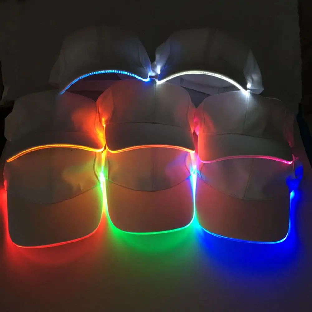 Moda Unisex Color sólido LED luminoso gorra de béisbol Navidad Fiesta gorra pico ajustable gorras deportivas en verano mujeres hombres sombrero