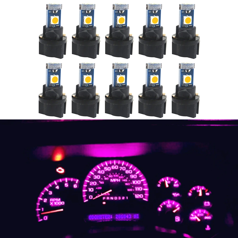 WLJH 10x Canbus LED PC74 Bulbs Twist Socket T5 37 73 led Indicator Dashboard Instrument Panel
