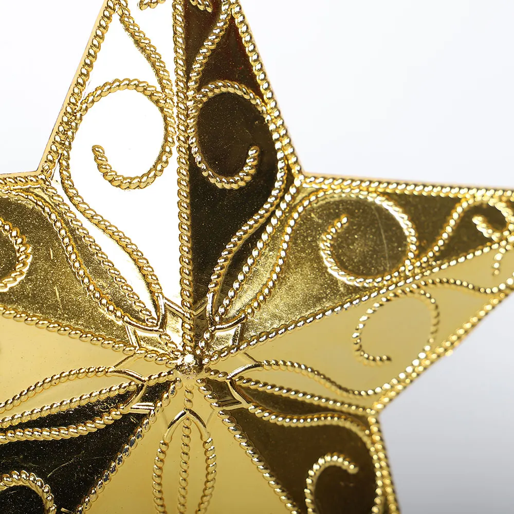 Star Party PVC Tree Top Decor Ornament Golden/Silver Glittery Xmas Holiday 3D Festival Prop Christmas