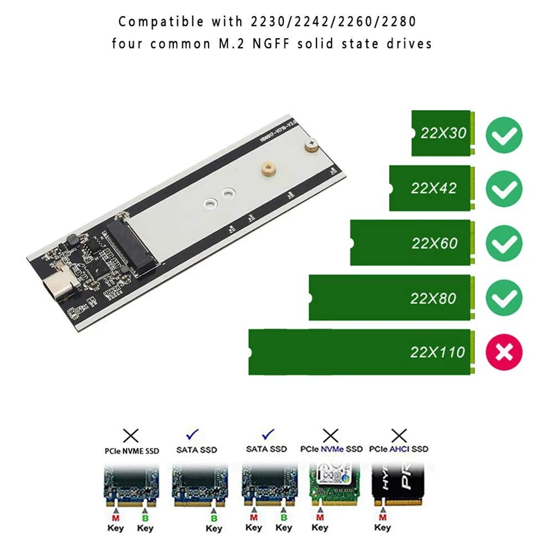 USB 3 1 к M.2 NGFF SSD Тип C адаптер Карточка Внешний корпус чехол для 2230/2242/2260/2280 B Ключ/B + м