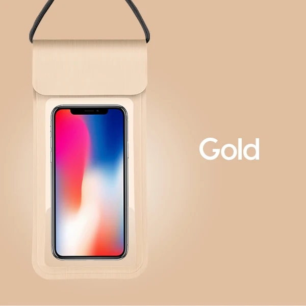 Gold 6 дюймов, Универсальный Водонепроницаемый Чехол для телефона, чехол для сенсорного экрана, чехол для сотовых телефонов, Портативная сумка с ремешком для плавания, дайвинга, серфинга - Цвет: Gold