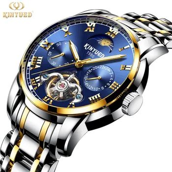 

Top Brand Watch Men's Automatic Mechanical Tourbillon Skeleton Watch Calendar Waterproof Watch Men's Horloges Mannen KINYUED、