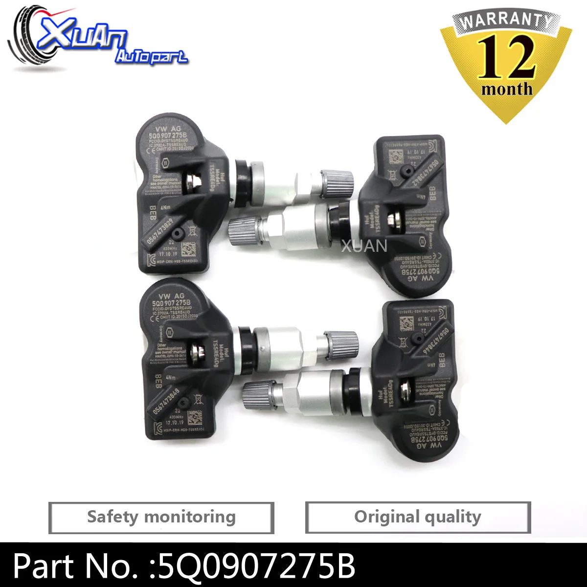Датчик давления в шинах XUAN TPMS 5Q0907275B для AUDI Q7 Q5 Q3 TT A8 A6 A7 A3 R8 SKODA BENTLEY PORSCHE McLAREN