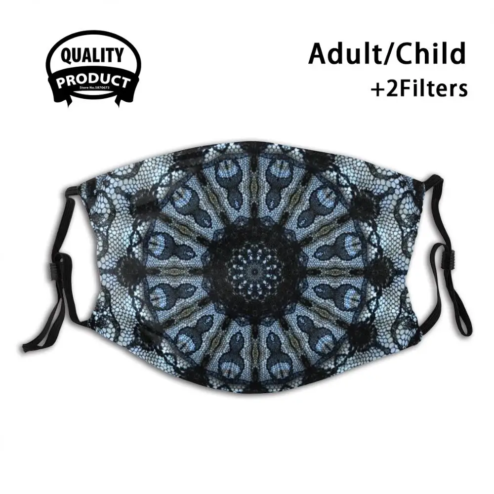 

Black Lace ( Pattern ) Reusable Mouth Mask Filter For Men Women Kids Black Lace Kaleidoscope Yampimon Round Seamless Pattern
