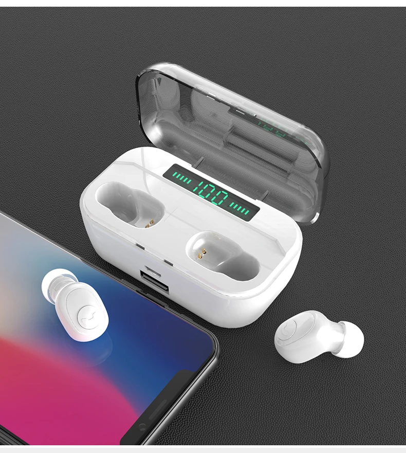 

Wireless TWS Bluetooth headset LED power display with charging box 3500mAh IPX7 waterproof wireless headset for Android IOS