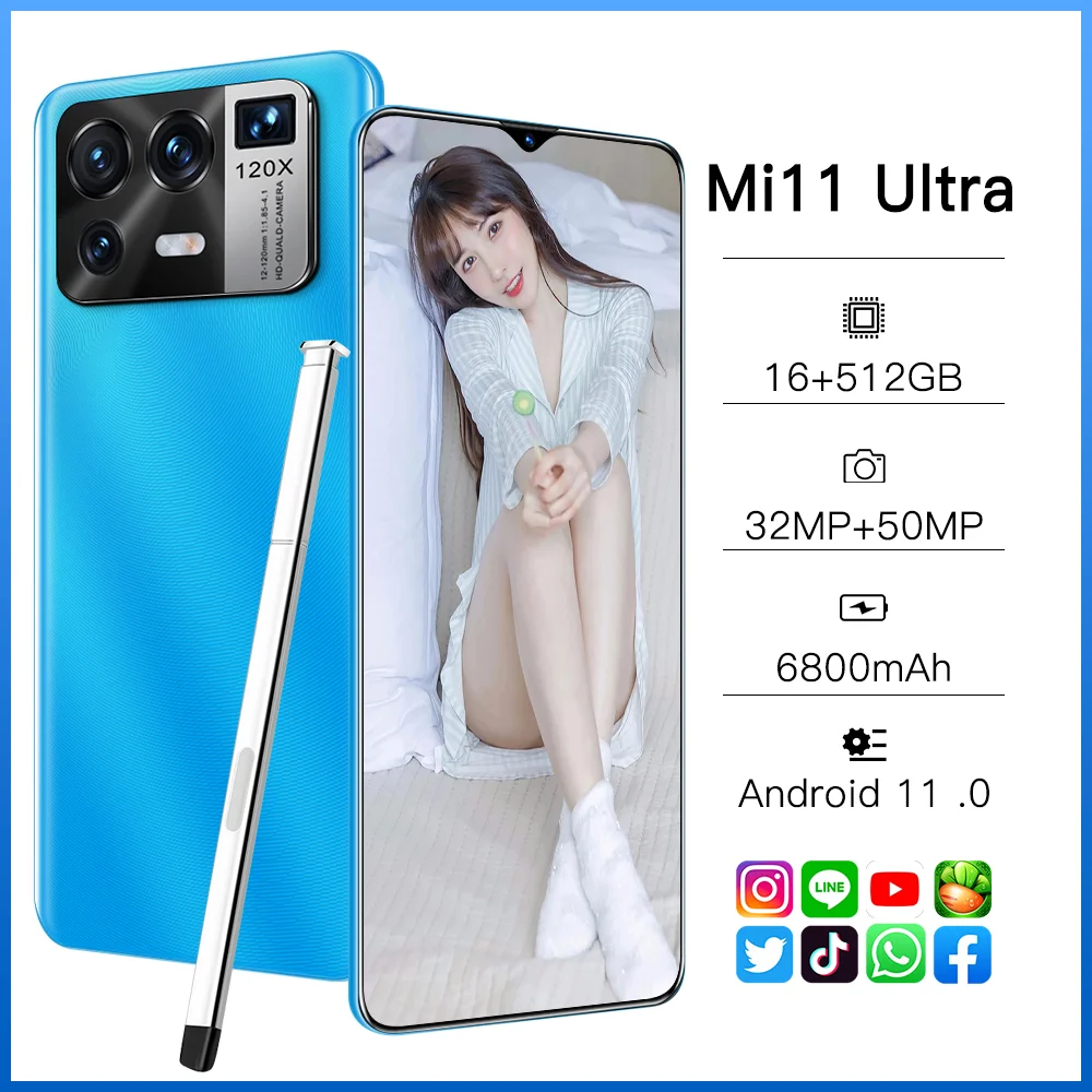 Mi11 Ultra смартфон с 5 5-дюймовым дисплеем 10-ядерным процессором ОЗУ 16 ГБ ПЗУ 6 7 512 мАч |