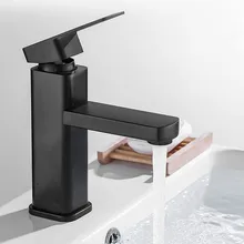 

Black Four-sided Faucet Washbasin Hot And Cold Water Faucet Bathroom Cabinet Basin Single Hole Thermostatic Faucet