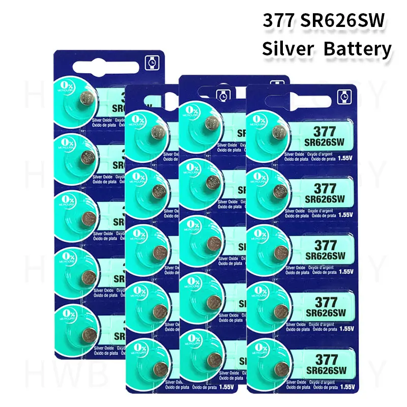 50X (10 упаковок) 100% оригинальный 377 SR626SW 626 SR626 V377 AG4 батарейный блок для часов Сделано