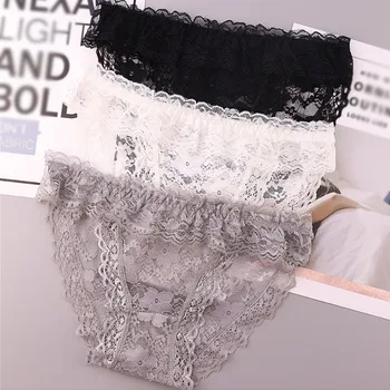 

Ruffles Trim Panties Women Lace Sexy Low Rise Panties Thongs Sexy Lingerie Seamless Panty Underwear Female Waist Comfort Briefs