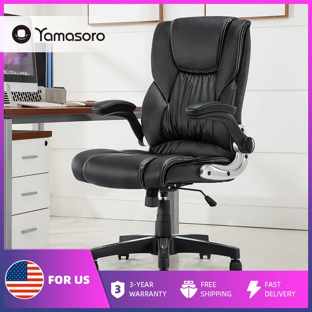 Yamasoro Office Armchairs Executive Computer High Back Adjustable Ergonomic Comfort Desk Chair With Wheel  Flip-up Arm Gas Lift 2